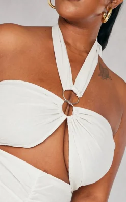 Plus Stone Ring Detail Halterneck Midi Dress