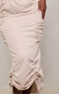 Plus Stone Ruched Cargo Pocket Maxi Skirt