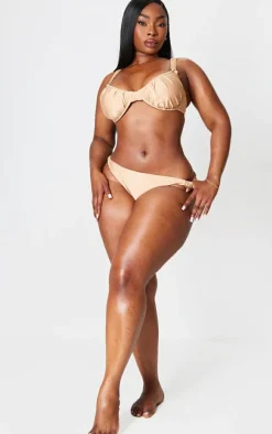 Plus Stone Ruched Tanga Bikini Bottom