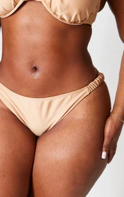 Plus Stone Ruched Tanga Bikini Bottom