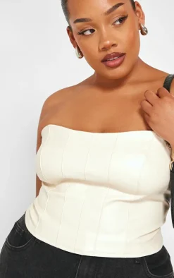 Plus Stone Seam Detail Faux Leather Bandeau