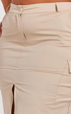 Plus Stone Split Front Cargo Skirt