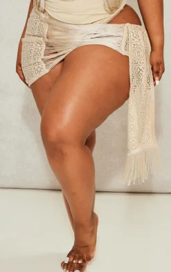 Plus Stone Tassel Front Crochet Sarong