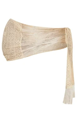 Plus Stone Tassel Front Crochet Sarong