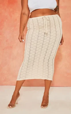 Plus Stone Textured Knit Maxi Skirt