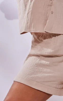 Plus Stone Textured Linen Look Floaty Shorts