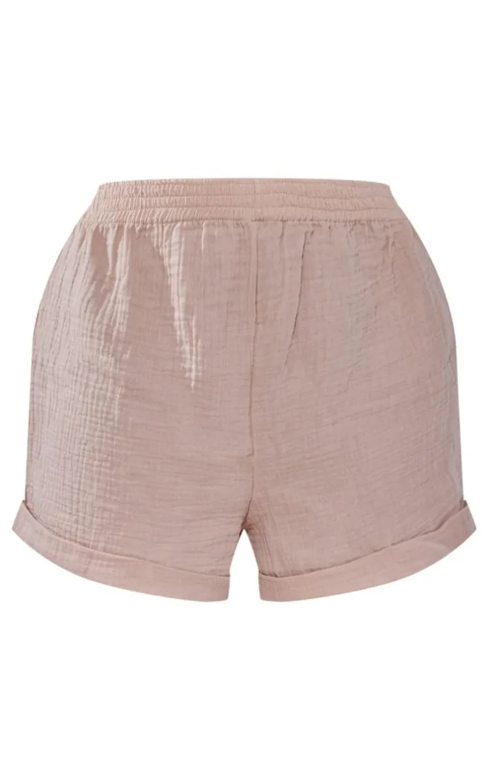 Plus Stone Textured Linen Look Floaty Shorts