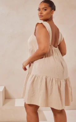 Plus Stone Textured Tiered Shift Dress