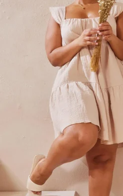 Plus Stone Textured Tiered Shift Dress