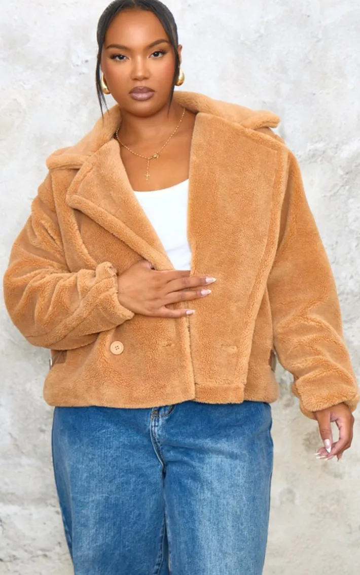 Plus Tan Borg Buckle Detail Jacket