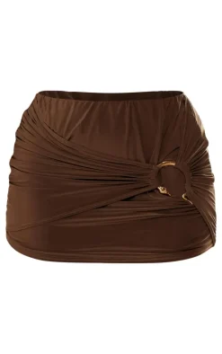 Plus Taupe Double Layer Slinky Snake Trim Micro Mini Skirt