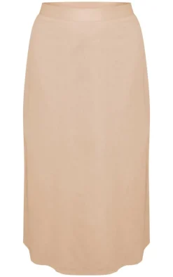 Plus Taupe Linen Look Twist Front Cropped Shirt