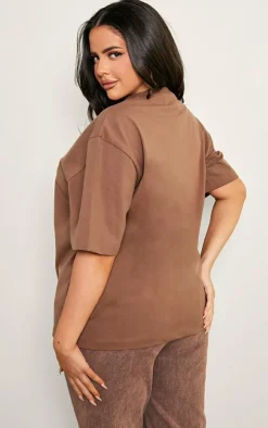 Plus Taupe Premium Cotton Oversized T-shirt