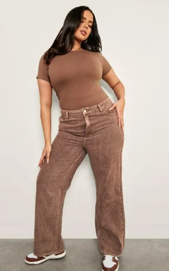 Plus Taupe Premium Cotton Cap Sleeve Fitted Bodysuit