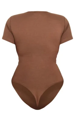 Plus Taupe Premium Cotton Cap Sleeve Fitted Bodysuit