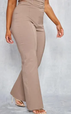 Plus Taupe Seam Detail Bengaline Pants