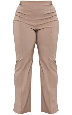 Plus Taupe Seam Detail Bengaline Pants