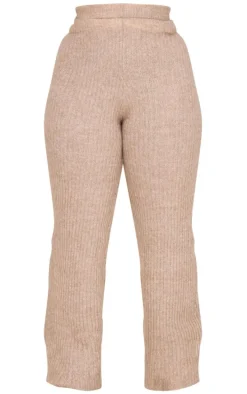 Plus Taupe Soft Knit Wide Leg Pants