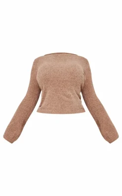 Plus Taupe Soft Textured Knit Top