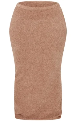 Plus Taupe Soft Textured Knit Maxi Skirt