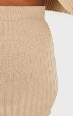 Plus Taupe Two Tone Thick Rib Knit Leggings