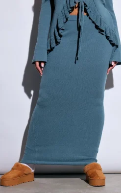 Plus Teal Knit Maxi Skirt