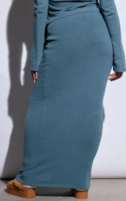 Plus Teal Knit Maxi Skirt