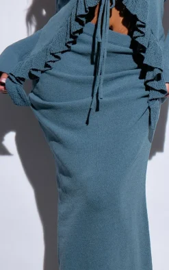 Plus Teal Knit Maxi Skirt