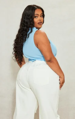 Plus Turquoise Plunge Front Ruffle Wrap Detail Top