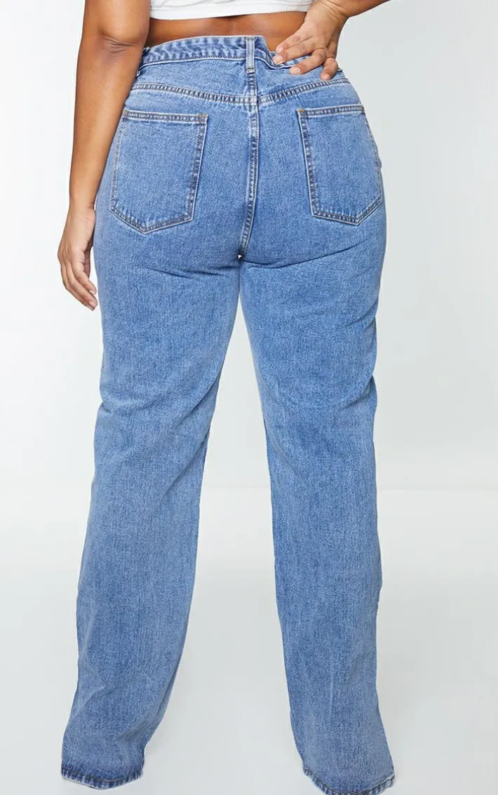 Plus Vintage Wash Split Hem Jeans