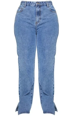 Plus Vintage Wash Split Hem Jeans