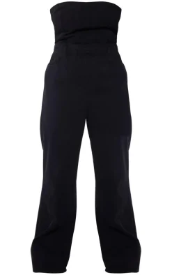 Plus Washed Black Bandeau Denim Jumpsuit