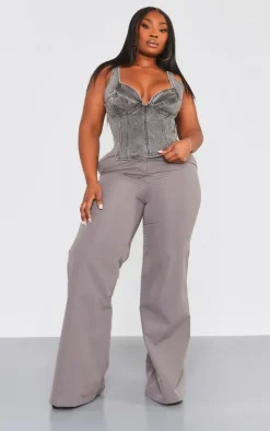 Plus Washed Black Denim Corset