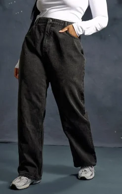 Plus Washed Black High Rise Straight Leg Jeans