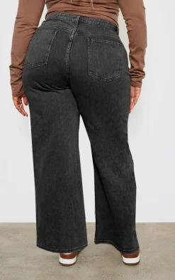 Plus Washed Black Low Rise Washed Boyfriend Jeans