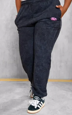 Plus Washed Black Plt Graphic Acid Wash Puff Printed Sweatpants