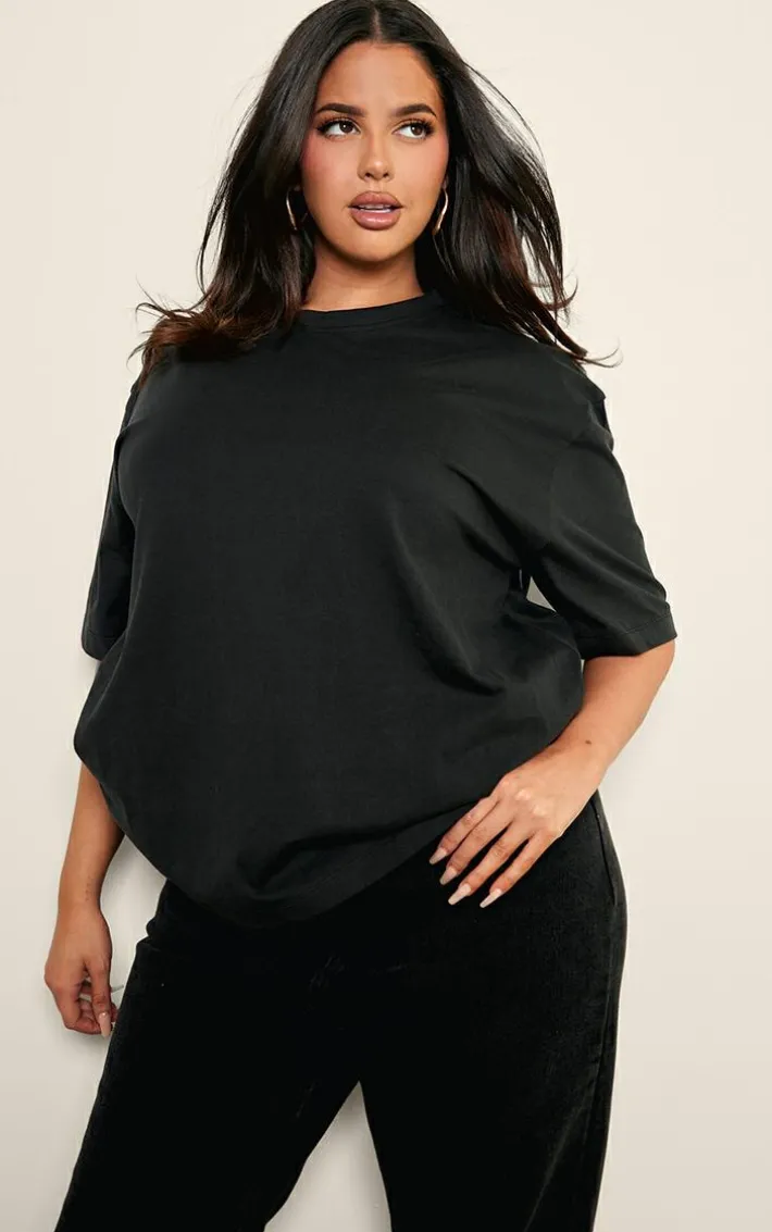 Plus Washed Black Premium Cotton Oversized T-shirt