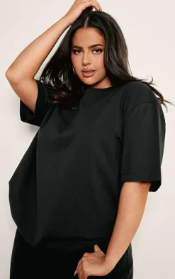 Plus Washed Black Premium Cotton Oversized T-shirt