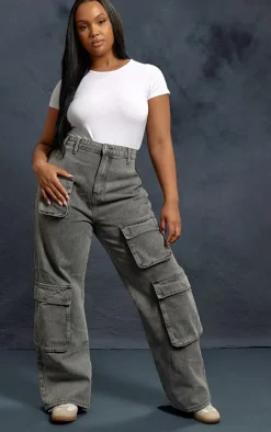 Plus Washed Grey Cargo Denim Jeans