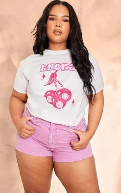 Plus Washed Pink Raw Hem Denim Shorts