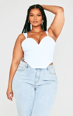 Plus White Bandage Dip Hem Bust Cup Corset