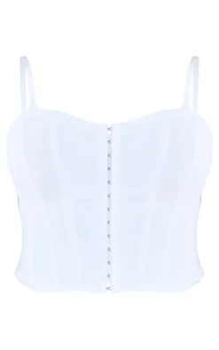 Plus White Bandage Hook And Eye Structured Corset