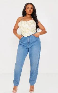 Plus White Broderie Hook And Eye Crop Top