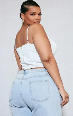 Plus White Cut Out Boned Corset