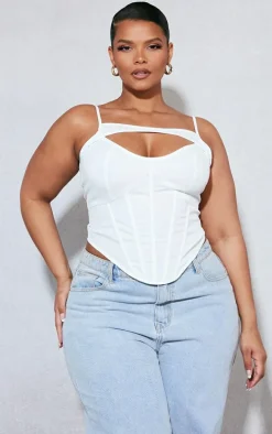 Plus White Cut Out Boned Corset
