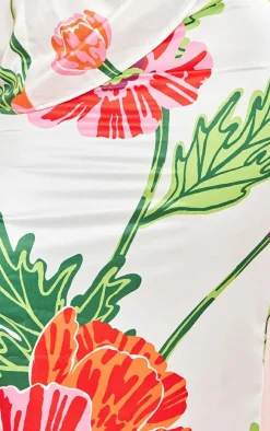 Plus White Floral Printed Maxi Skirt