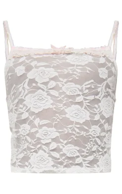 Plus White Frill Bow Detail Cami Top