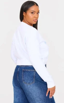 Plus White Let It Snow Cropped Christmas Sweater