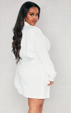 Plus White Oversized Double Breasted Blazer Dress
