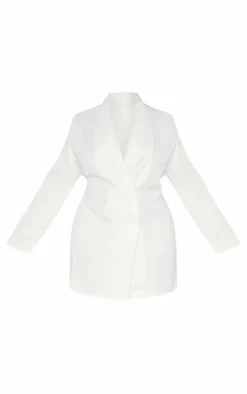 Plus White Oversized Double Breasted Blazer Dress